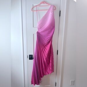 Mango Vibrant Pink One-Shoulder Dress